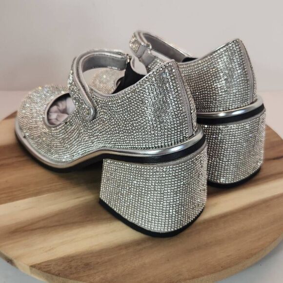 Dolls Kill Desire Me Rhinestone Mary Janes - Silver Women's Size 7 M - Picture 5 of 9